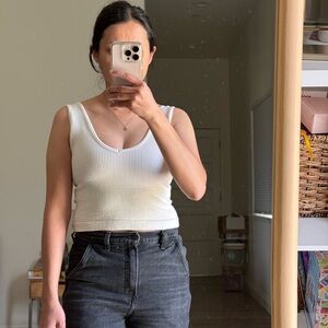 White Ribbed Tank Top